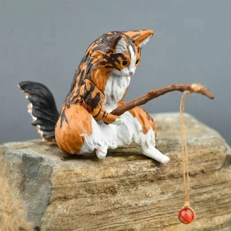 Fishing Cat Ornaments Aquarium Decoration Fish Landscaping Cartoon Cat Statue Mini Resin Figurine Home Decorations Fishing Cat Ornaments Aquarium Decoration Fish Landscaping Cartoon Cat Statue Mini Resin Figurine Home Decorations