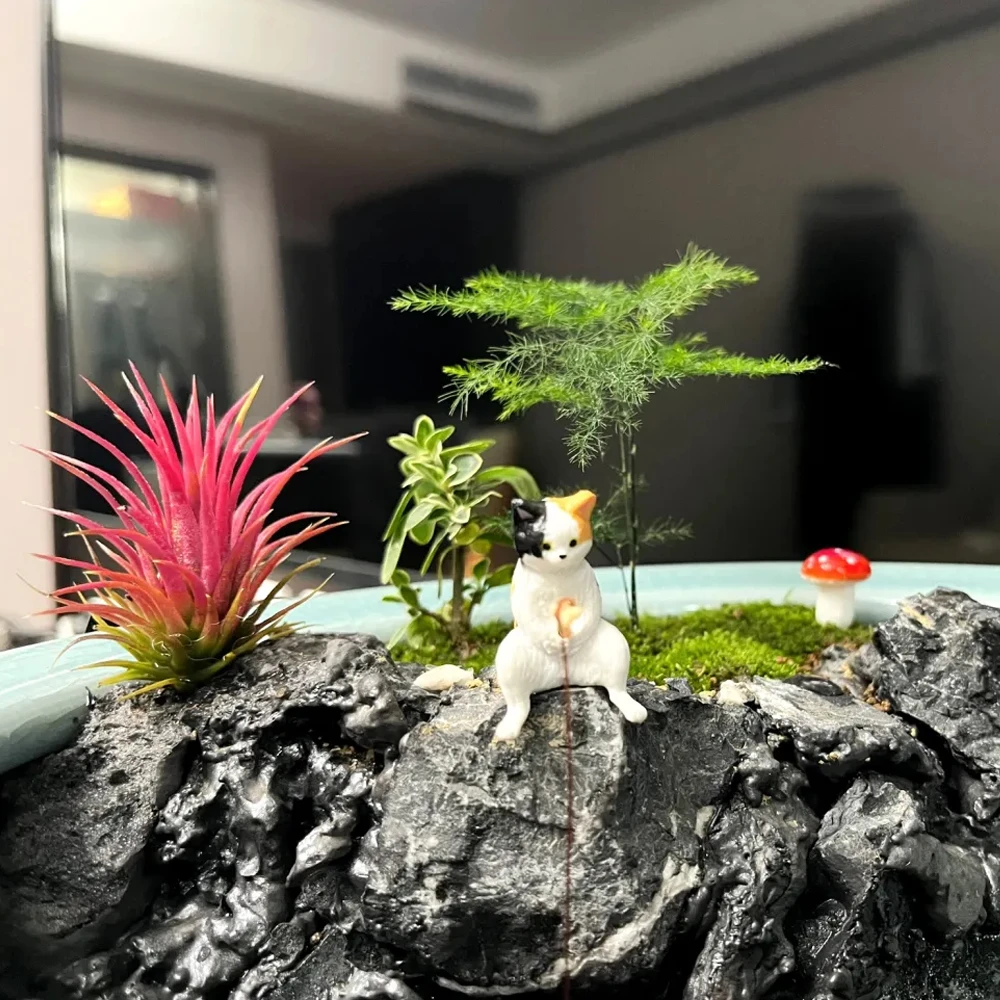 Fuuny Creative Aquarium Decoration Small Fishing Cat Aquarium Accessories Landscaping Ornament Fish Tank Accessories Diy