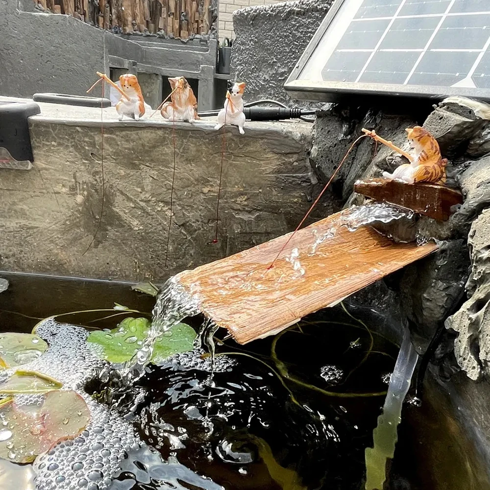 Fuuny Creative Aquarium Decoration Small Fishing Cat Aquarium Accessories Landscaping Ornament Fish Tank Accessories Diy