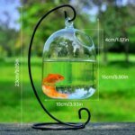 Round/Rectangle Shape Hanging Glass Aquarium Fish Tank Fish Bowl Transparent Vase Ornament With Rack Holder Home Decoration - Image 6