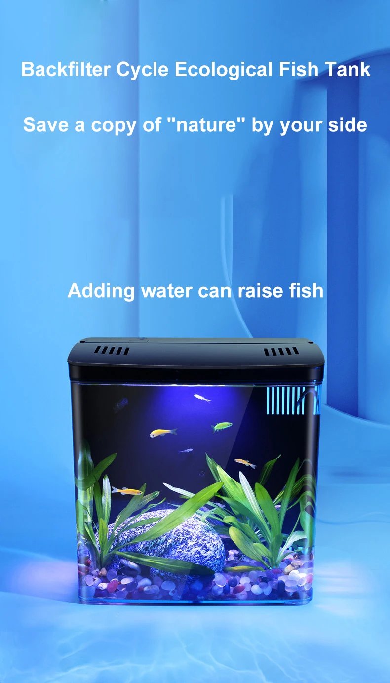 Fish tank living room small mini Douyu tank household tabletop ecological tank self circulating back filter goldfish tank Fish tank living room small mini Douyu tank household tabletop ecological tank self circulating back filter goldfish tank