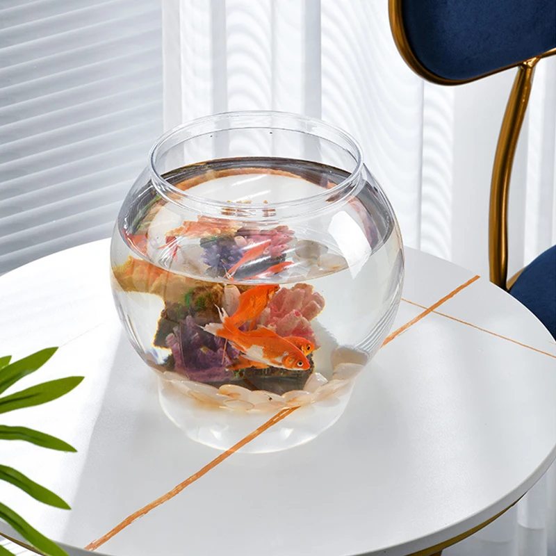 Transparent Round Ornamental Fish Tank Portable Goldfish Small Fish Bowl Pet Plastic Lightweight Desk Aquarium Bowl Home Decor Transparent Round Ornamental Fish Tank Portable Goldfish Small Fish Bowl Pet Plastic Lightweight Desk Aquarium Bowl Home Decor