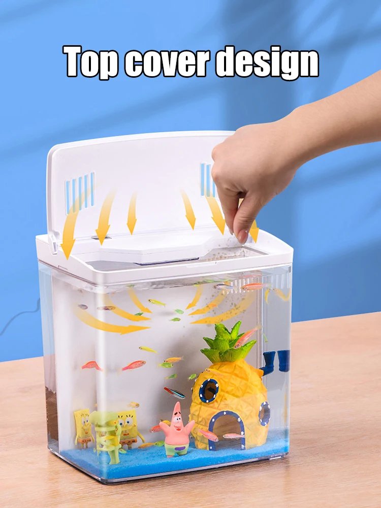 1PC Household fish tank, living room, small mini betta fish tank, desktop ecological tank