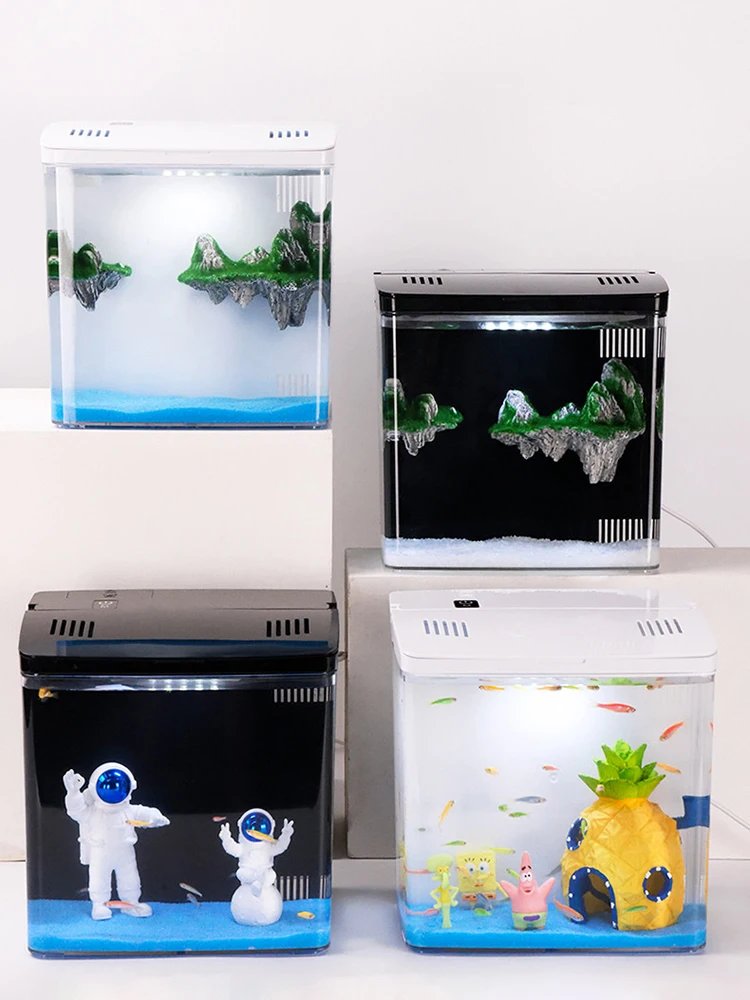 1PC Household fish tank, living room, small mini betta fish tank, desktop ecological tank