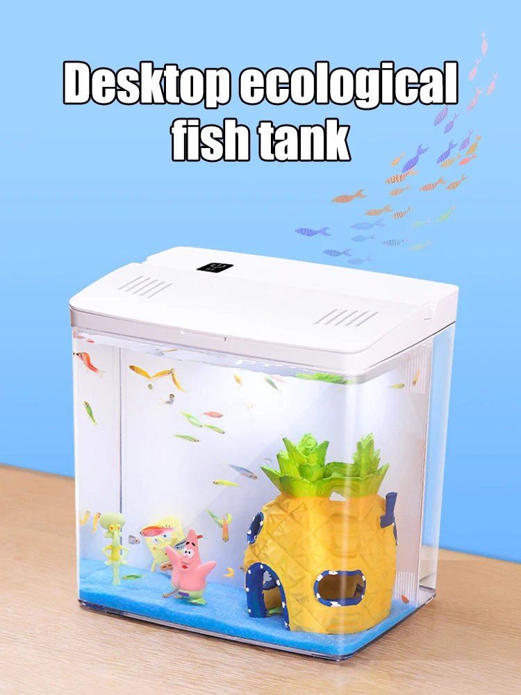 1PC Household fish tank, living room, small mini betta fish tank, desktop ecological tank