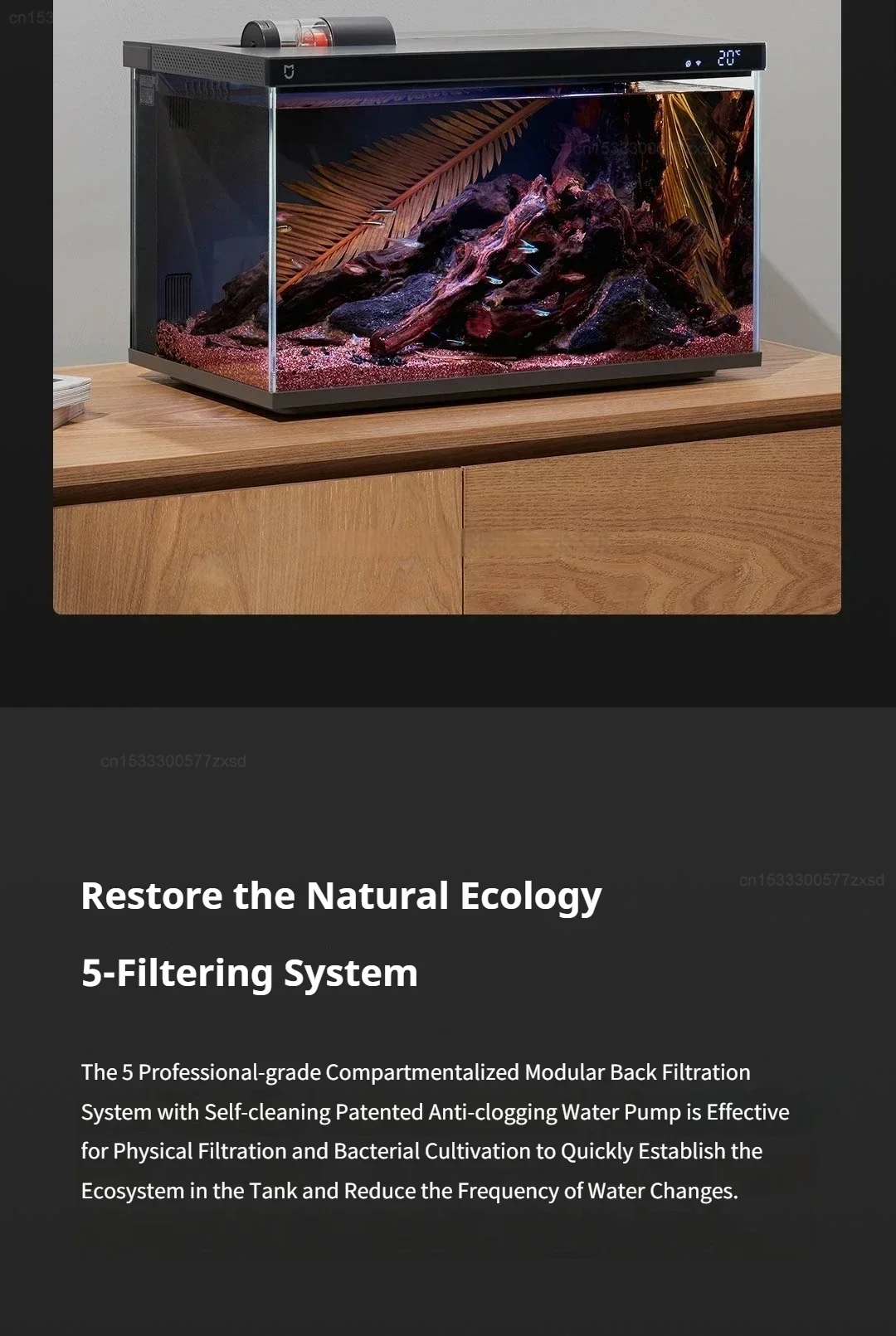 Xiaomi Mijia Smart Fish Tank MYG100 Work with Mijia APP Mobile Controlled Remote Feeding Smart Lighting System Light Aquarium