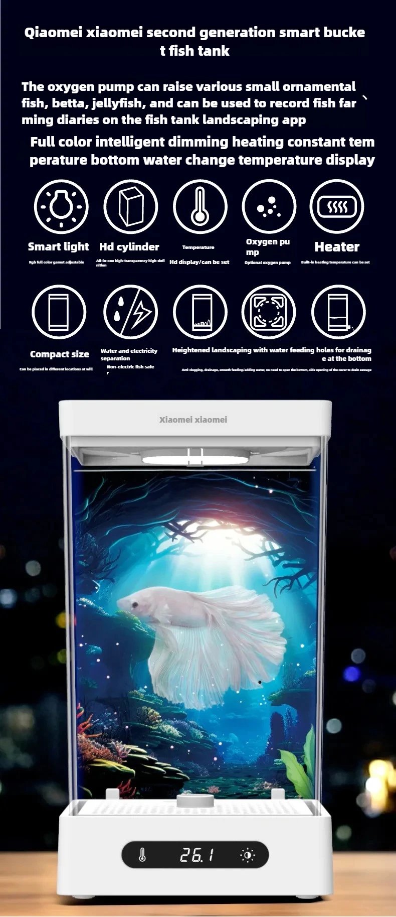 Smart betta dedicated fish tank desktop mini small ecological self-circulating desk aquarium fish tank