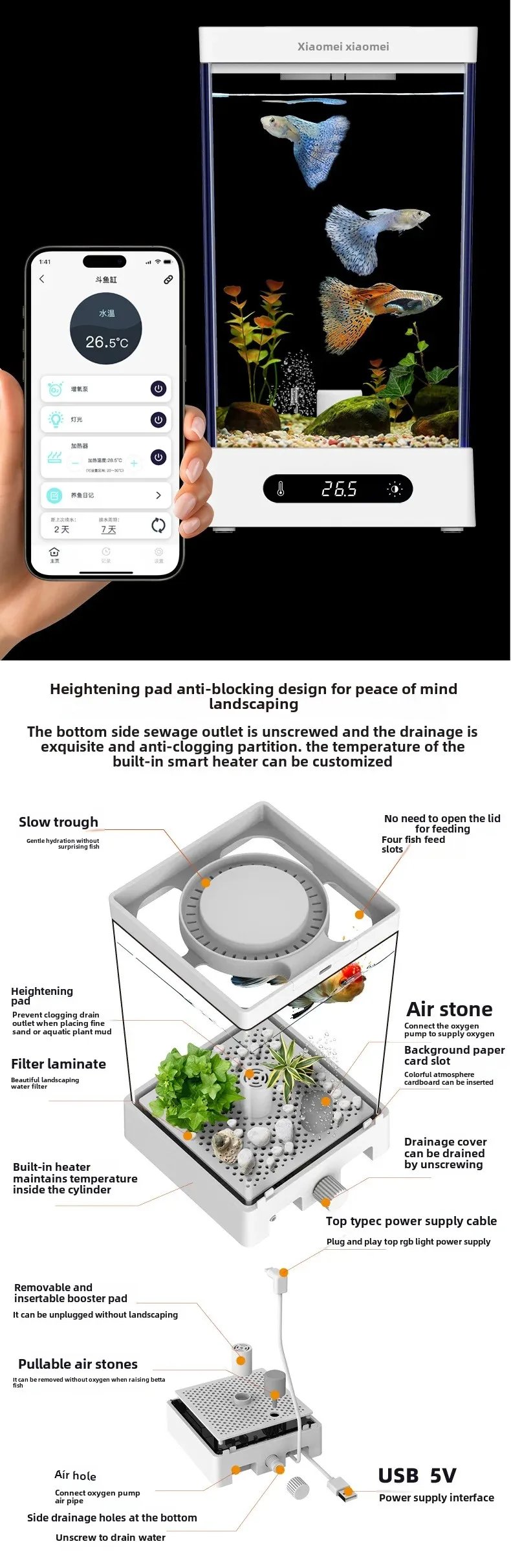 Smart betta dedicated fish tank desktop mini small ecological self-circulating desk aquarium fish tank