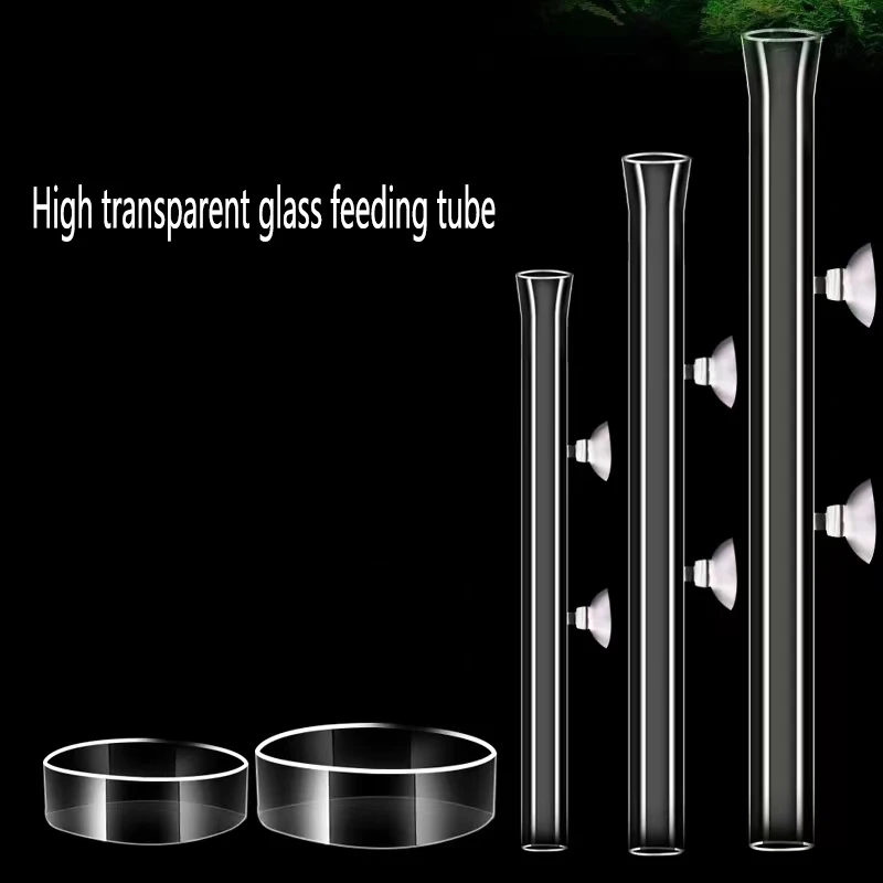 Glass Aquarium Feeder Tube Dish Transparent Fish Tank Shrimp Snail Food Feeder Bowl Aquarium Feeding Accessories Shrimp Feeders