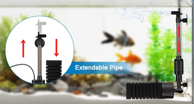 USB Small Aquarium Filter, Single Sponge Filter, with Suction Cup or Adjustable Hanging Clip, Dual Purpose Fish Bowl Tank Filter