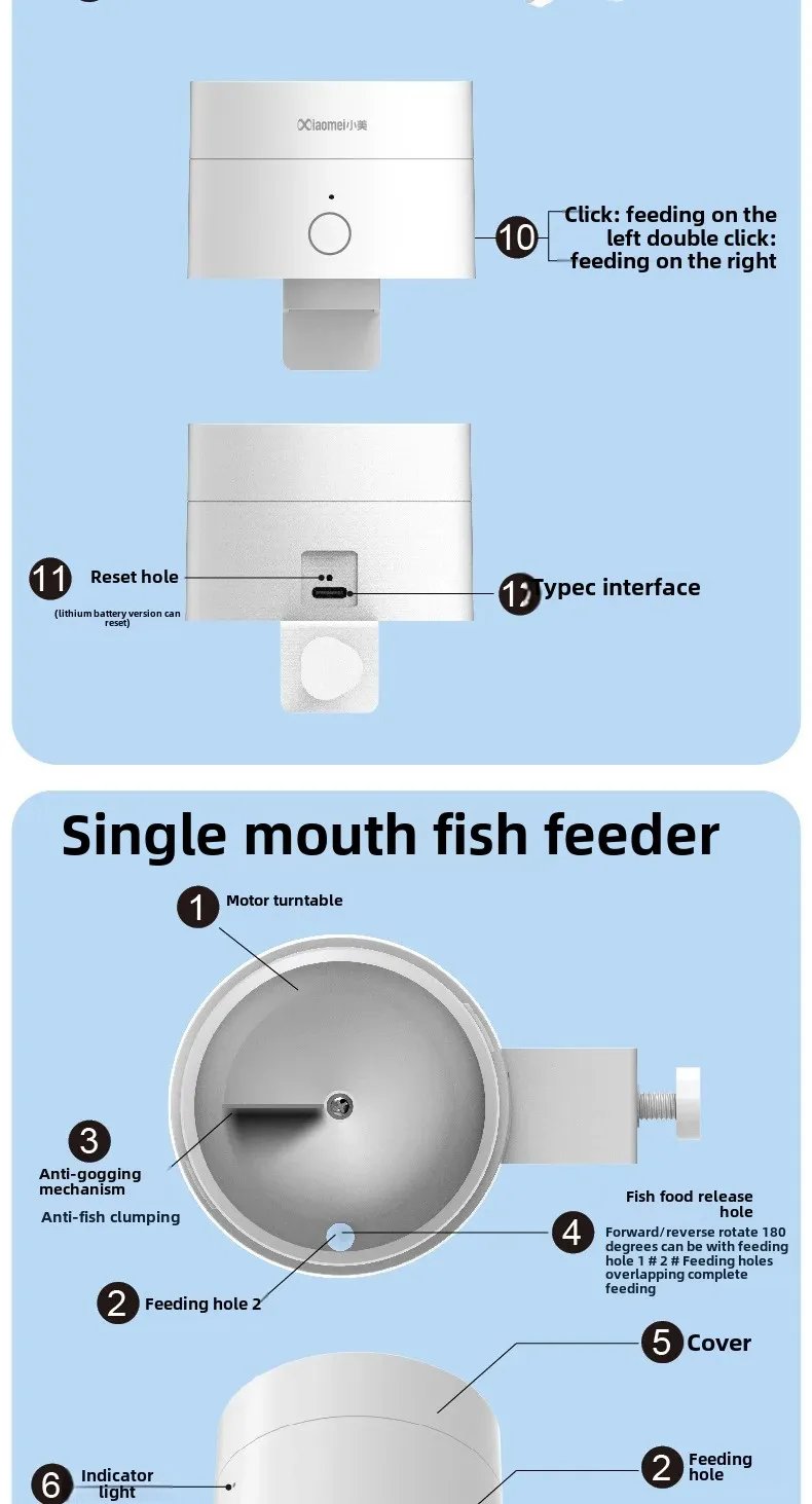 Intelligent Timed Fish Feeder for Small Fish - No Clogging, Perfect for Desktop Fish Tanks