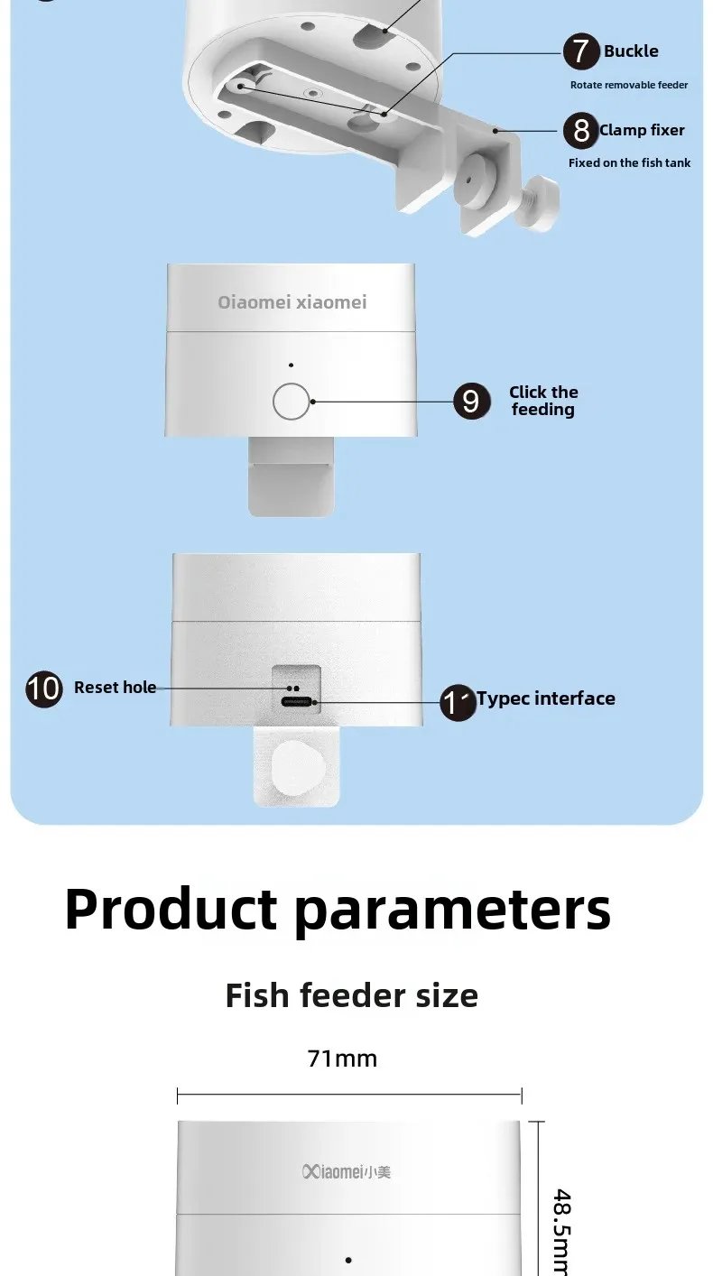 Intelligent Timed Fish Feeder for Small Fish - No Clogging, Perfect for Desktop Fish Tanks