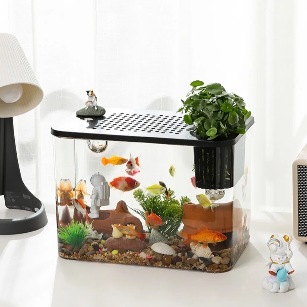 PET+ABS Fish Tank New Transparent with Lid Aquarium Drop Resistant Hydroponic Tank Turtle Tank Home PET+ABS Fish Tank New Transparent with Lid Aquarium Drop Resistant Hydroponic Tank Turtle Tank Home
