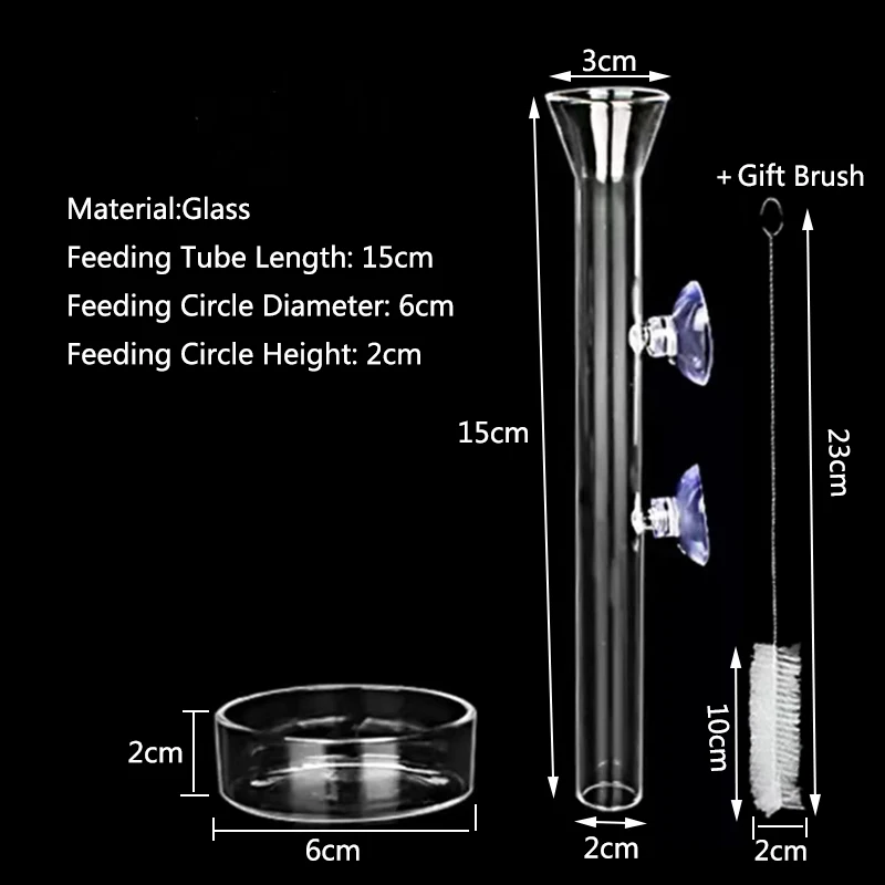 Glass Aquarium Feeder Tube Dish Transparent Fish Tank Shrimp Snail Food Feeder Bowl Aquarium Feeding Accessories Shrimp Feeding