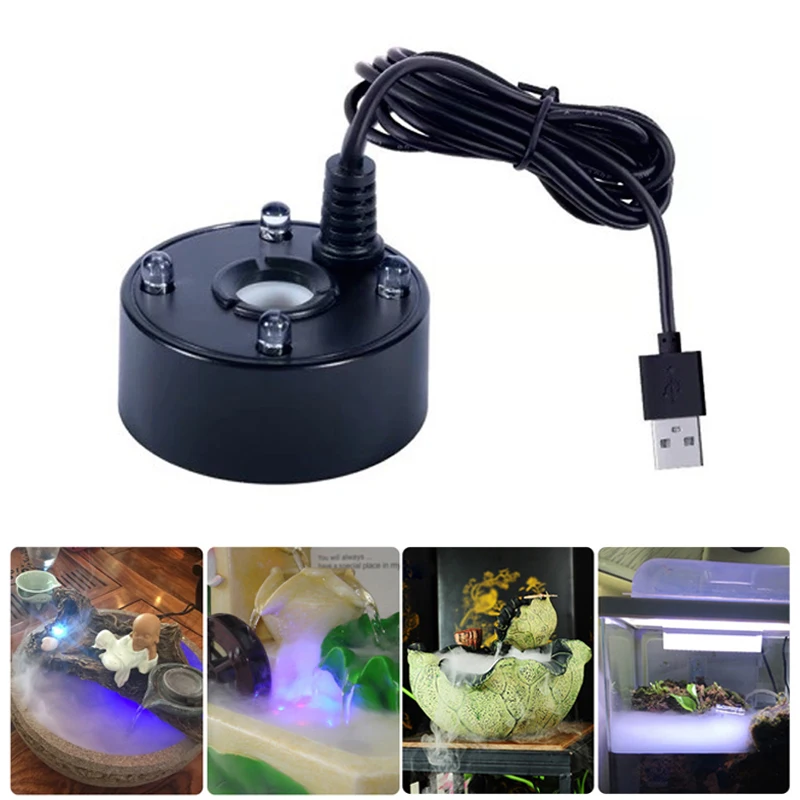 1PC 5V USB Mist Maker Fogger Nebulizer Water Fountain Fish Tank Pond Atomizer Head With 4 LED Colorful Lights 1PC 5V USB Mist Maker Fogger Nebulizer Water Fountain Fish Tank Pond Atomizer Head With 4 LED Colorful Lights