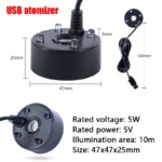 1PC 5V USB Mist Maker Fogger Nebulizer Water Fountain Fish Tank Pond Atomizer Head With 4 LED Colorful Lights - Image 4