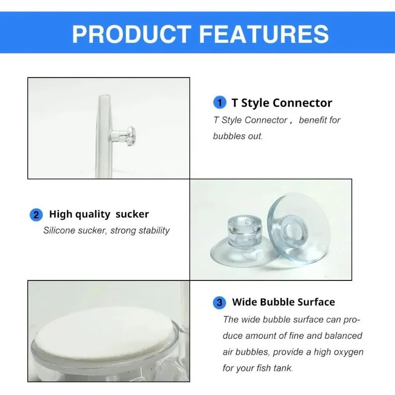 Aquarium Air Stone Fish Tank Nano Bubble Stone Kit With Control Valve Quiet Oxygen Diffuser oxygenator Very easy to use.