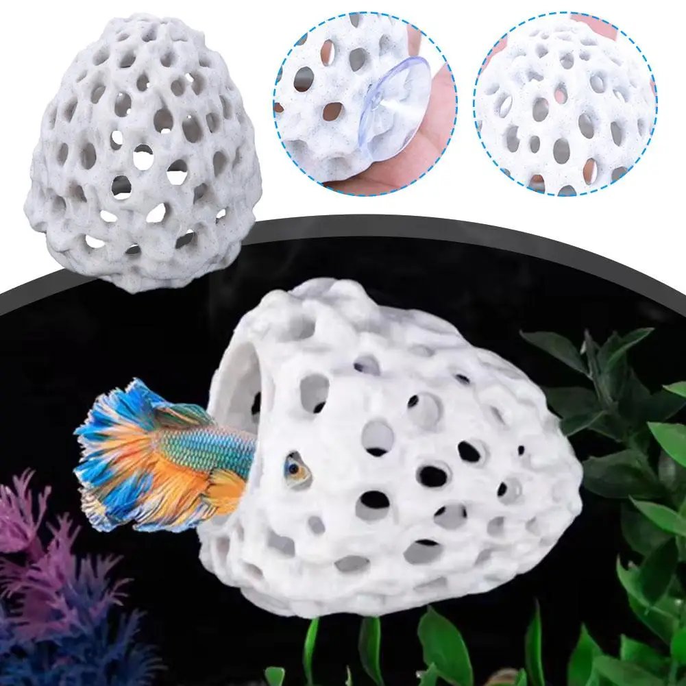 1/2PCS Simulated Porous Coral Stone Aquarium Hides Shelter House Small Fish Tank Decoration Aquaculture Shrimp Cave Pet Supplies