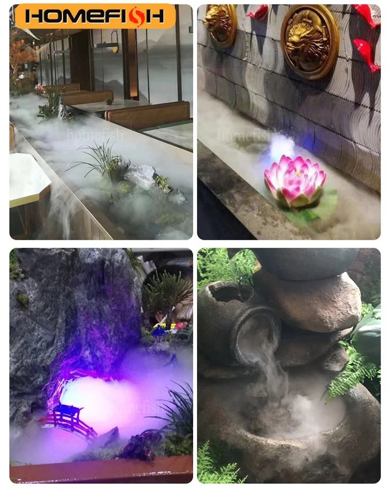 5V USB Mist Maker Fogger Nebulizer Water Fountain Fish Tank Pond Atomizer Head With 4 LED Colorful Lights