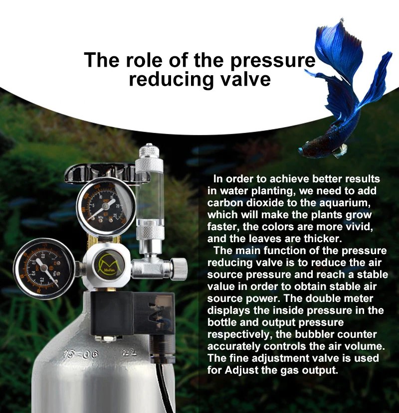 DIY Aquarium CO2 Regulator Magnetic Solenoid Kit Check Valve Fish Tank Accessories CO2 Control System Reactor Generator Set