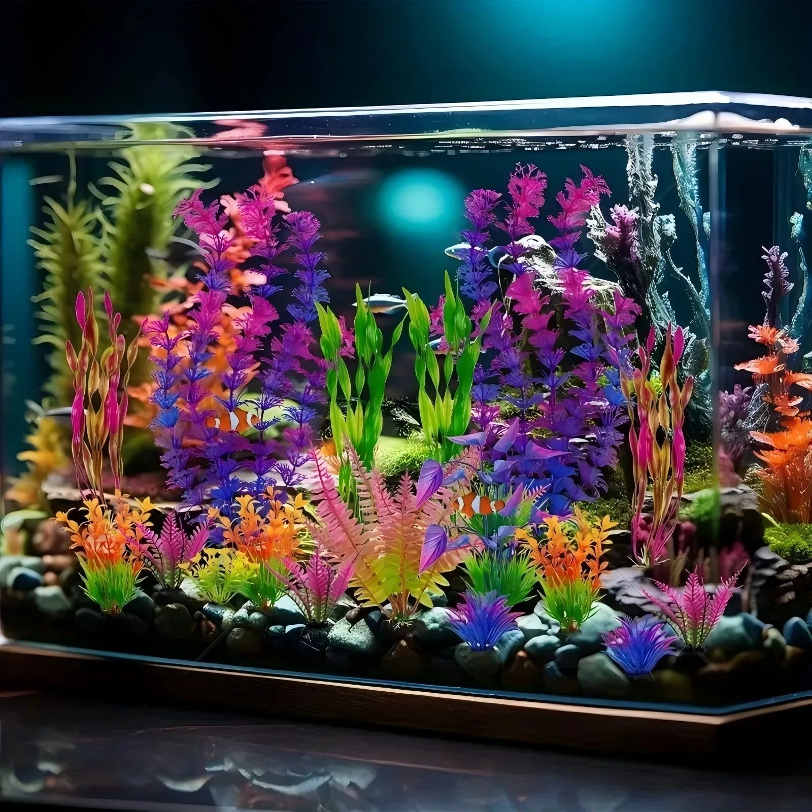 25/26PCS Artificial Aquarium Decor Plants Water Weeds Ornament Aquatic Plant Fish Tank Grass Decoration Accessories