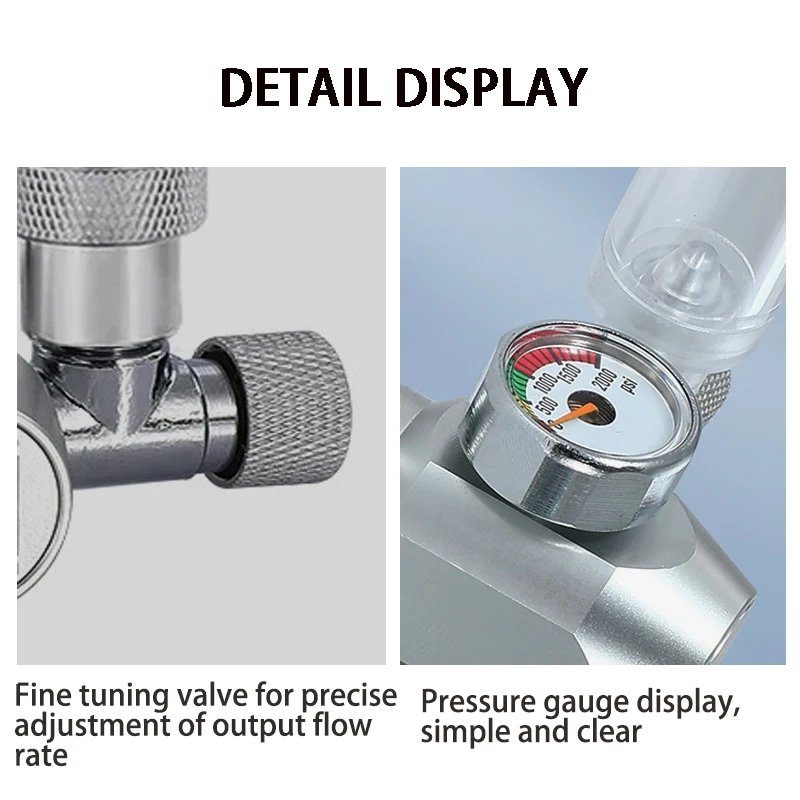 Aquarium DIYCO2 regulator W21.8/CGA320/G3-4/G5-8/TR21/3-8unf gas cylinder nut docking type fish tank CO2 pressure reducing valve