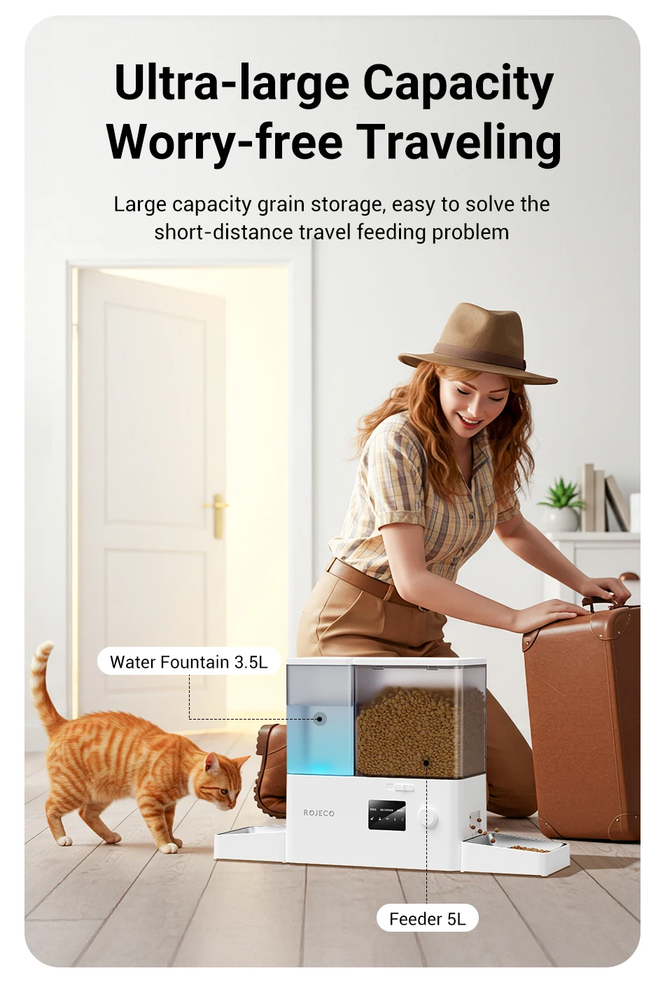 ROJECO 8.5L Automatic Pet Feeder Water Fountain WIFI APP Remote Control Smart Dog 5L Food Dispenser 3.5L Gravity Water Drinker ROJECO 8.5L Automatic Pet Feeder Water Fountain WIFI APP Remote Control Smart Dog 5L Food Dispenser 3.5L Gravity Water Drinker