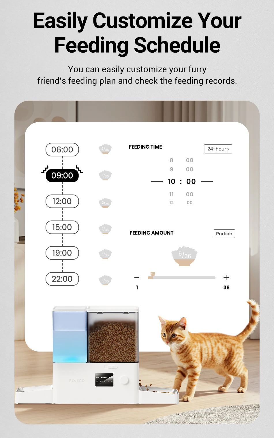 ROJECO 8.5L Automatic Pet Feeder Water Fountain WIFI APP Remote Control Smart Dog 5L Food Dispenser 3.5L Gravity Water Drinker ROJECO 8.5L Automatic Pet Feeder Water Fountain WIFI APP Remote Control Smart Dog 5L Food Dispenser 3.5L Gravity Water Drinker