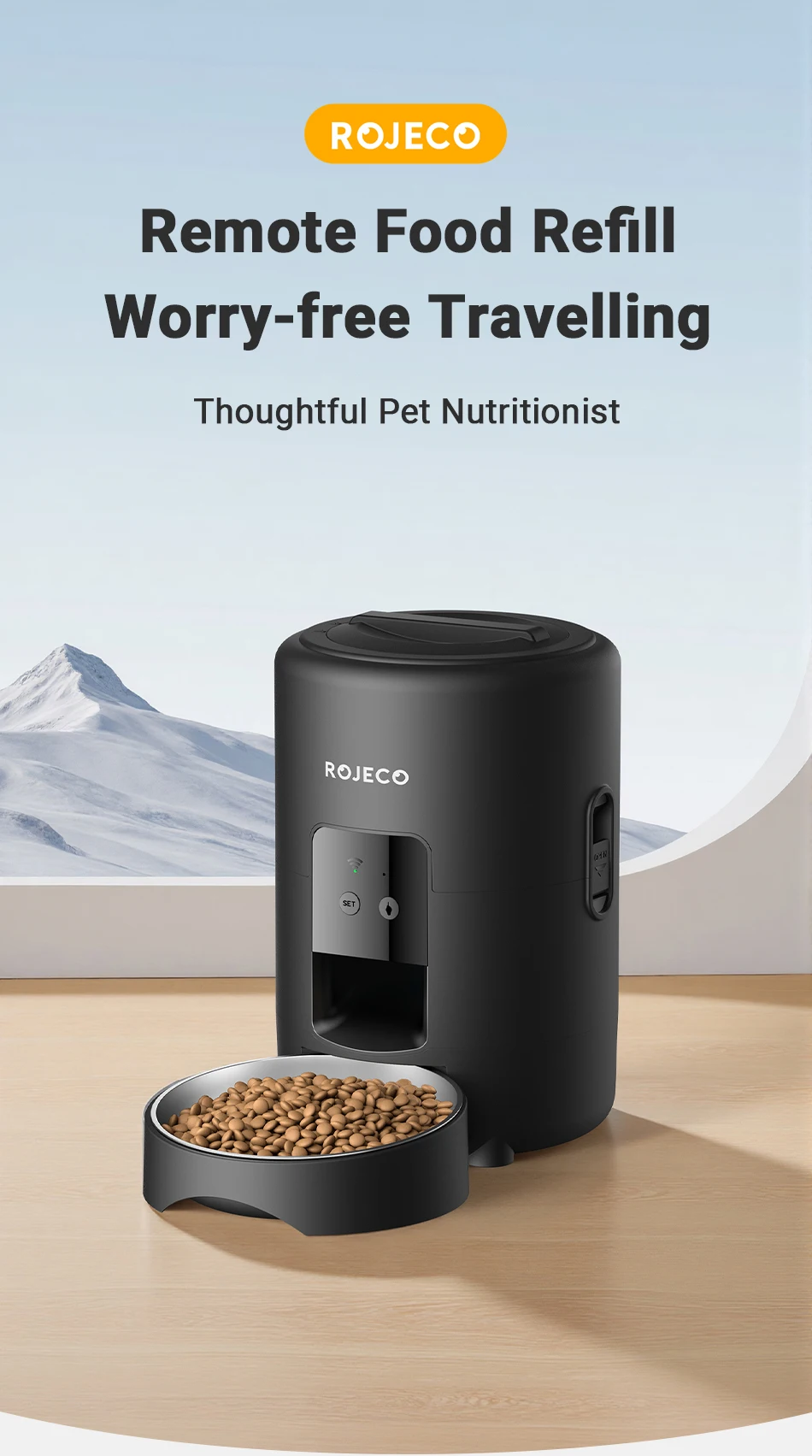 ROJECO Automatic Pet Feeder 2L Smart Cat Food Kibble Dispenser Wi-Fi App Remote Control Auto Dog Feeder For Cat Pet Accessories ROJECO Automatic Pet Feeder 2L Smart Cat Food Kibble Dispenser Wi-Fi App Remote Control Auto Dog Feeder For Cat Pet Accessories
