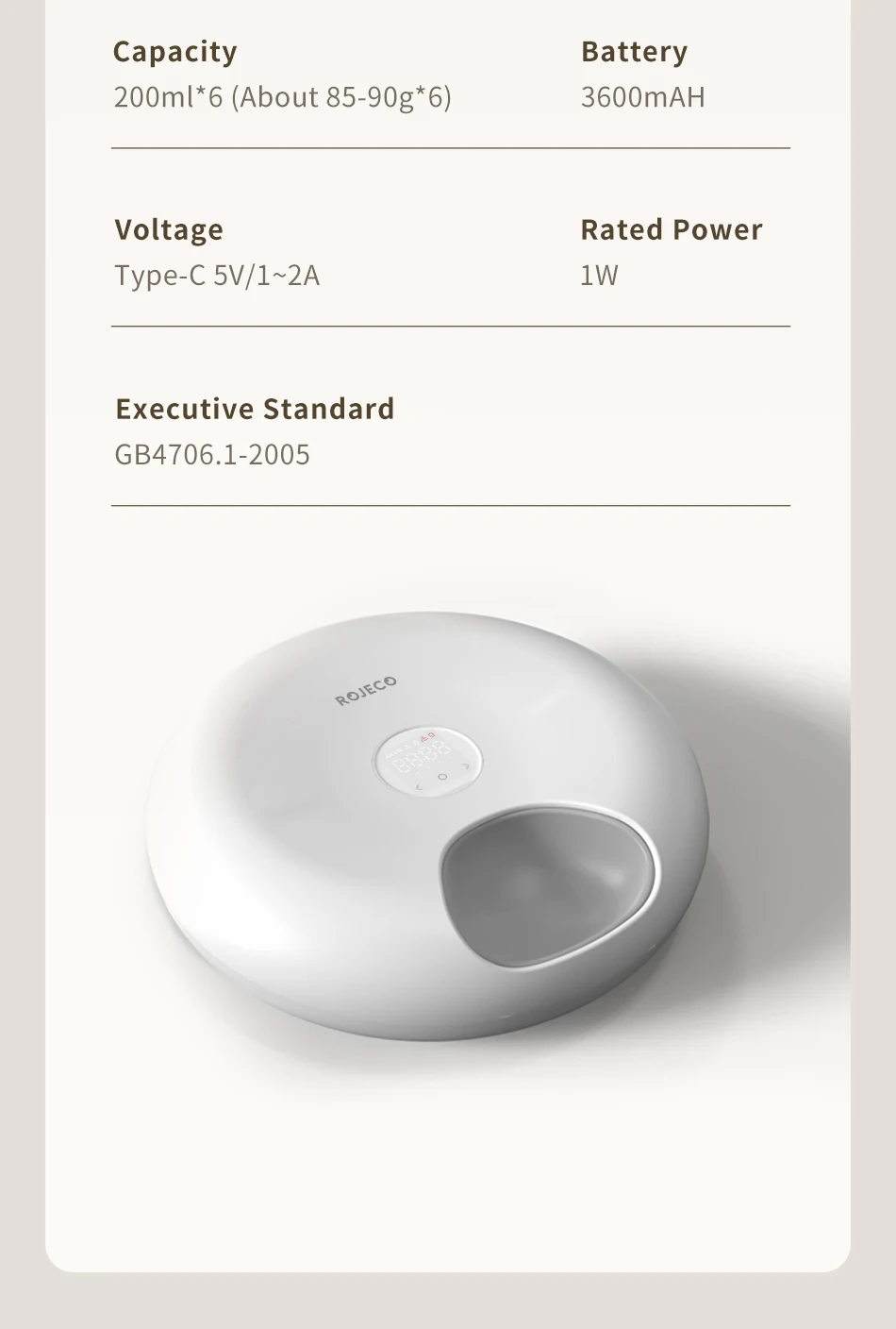 ROJECO 6 Meals Automatic Pet Feeder Smart Cat Food Dispenser For Wet & Dry Food Kibble Dispenser Accessories Auto Feeder For Cat