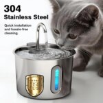 OYES 2.2L round Automatic Cat Water Fountain Stainless Steel Pet Water Feeder with Window for Dogs And Cats Pet Supplies - Image 5