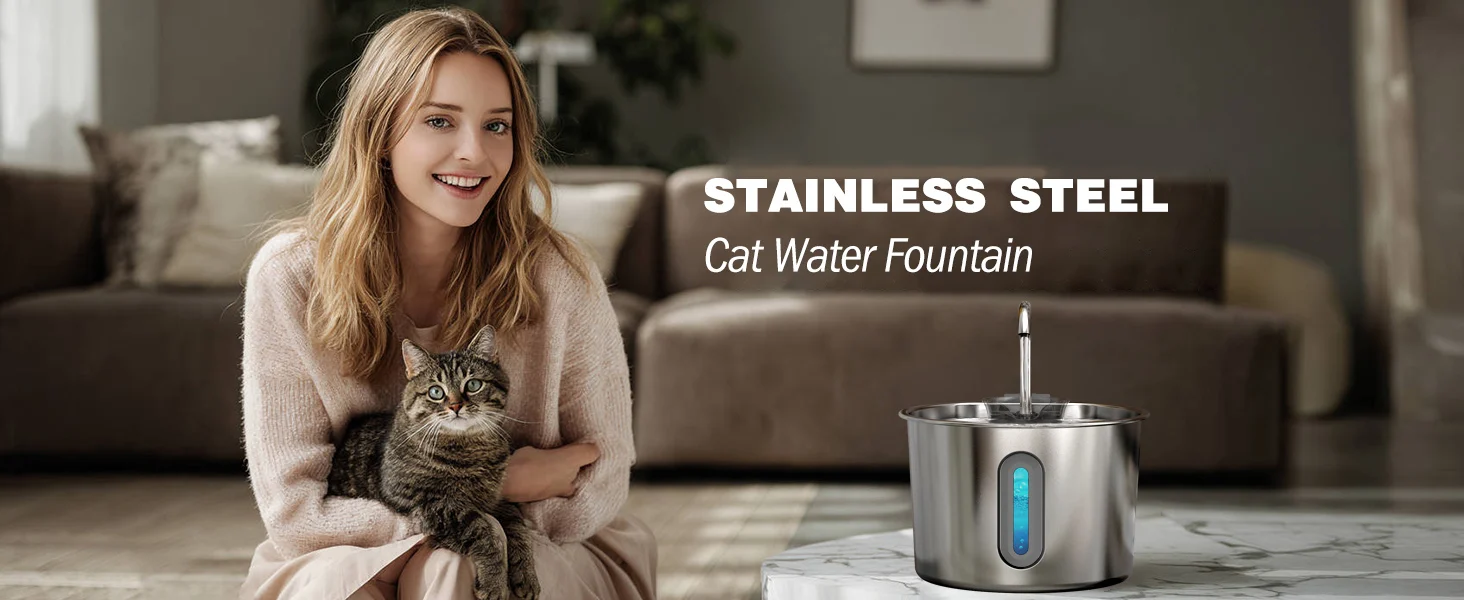 OYES 2.2L round Automatic Cat Water Fountain Stainless Steel Pet Water Feeder with Window for Dogs And Cats Pet Supplies OYES 2.2L round Automatic Cat Water Fountain Stainless Steel Pet Water Feeder with Window for Dogs And Cats Pet Supplies