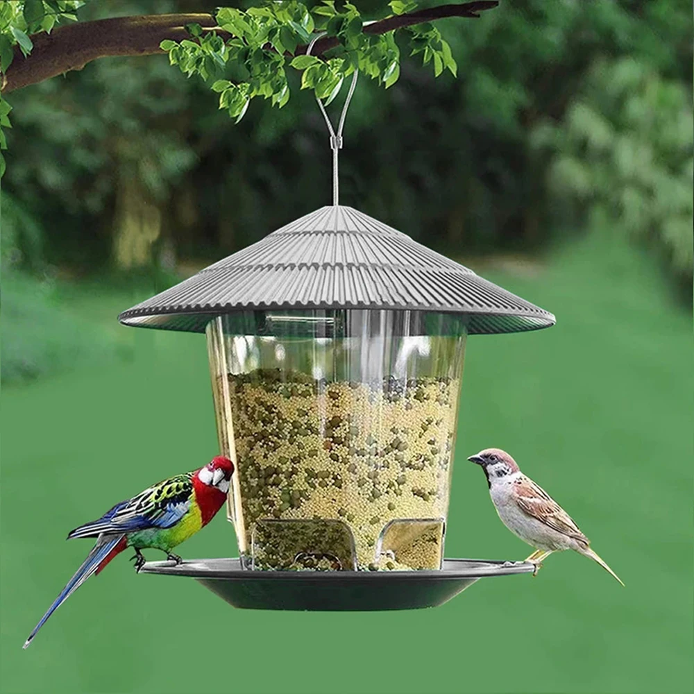 86552-omrpb3.jpg Garden Gazebo Hanging Wild Bird Feeder Outdoor Container With Hang Rope Pet Bird Feeding House Type Bird Feeder New Dropshipping - Image 1