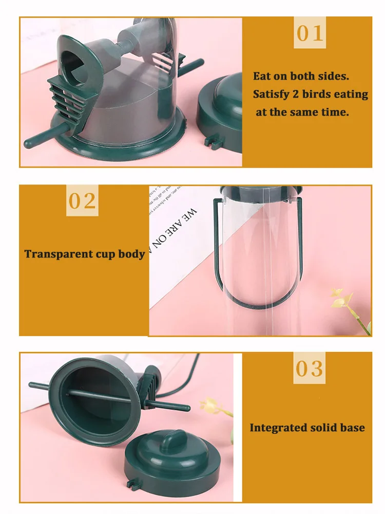 Pet Bird Feeder Food Dispenser Outdoor Hanging Multiple Holes Bird Feeder Small Bird Automatic Foot Feeding Tool Bird Supplies