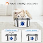 108oz/3.2L Cat Water Stainless Steel Pets Dispenser With LED Light Silent Pump Automatic Fountain For Cat Dog Drinking Bowl - Image 2