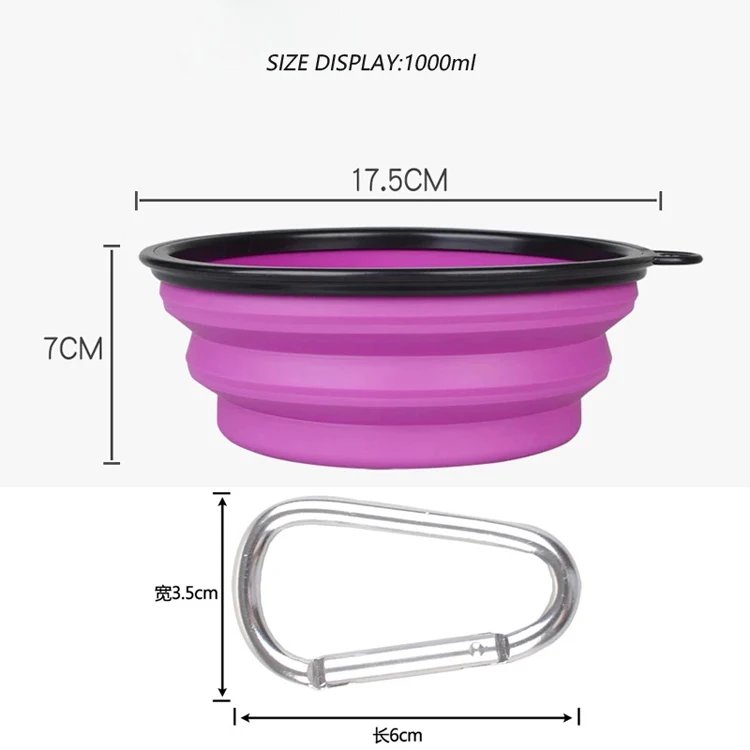 1000ml Large Collapsible Dog Pet Folding Silicone Bowl Outdoor Travel Portable Puppy Food Container Feeder Dish Bowl