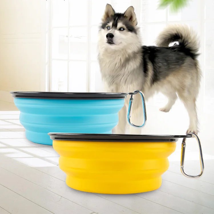 1000ml Large Collapsible Dog Pet Folding Silicone Bowl Outdoor Travel Portable Puppy Food Container Feeder Dish Bowl