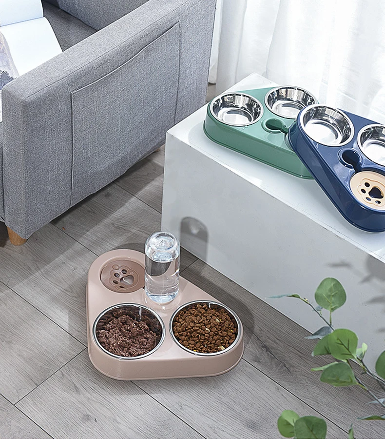 Non-slip and knock resistant dog bowl Stainless steel water food self-service feeder Pet feeding Drinking bowl for dogs and cats Non-slip and knock resistant dog bowl Stainless steel water food self-service feeder Pet feeding Drinking bowl for dogs and cats