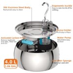 4L Ultra-Quiet Stainless Steel Cat Water Fountain Automatic Drink Filter Pet Drinking Dispenser Drinker For Cats Water Filter - Image 2