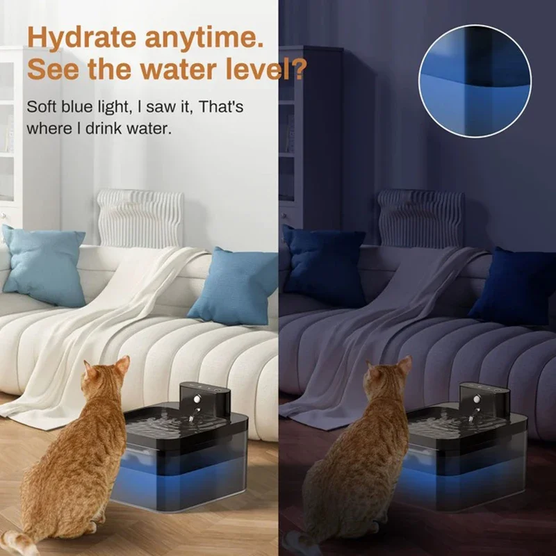 2.2L Wireless Automatic Cat Water Fountain Infrared Sensor Smart Pet Drinkier Fountain 2600mAh Pet Water Dispenser For Dog Cat