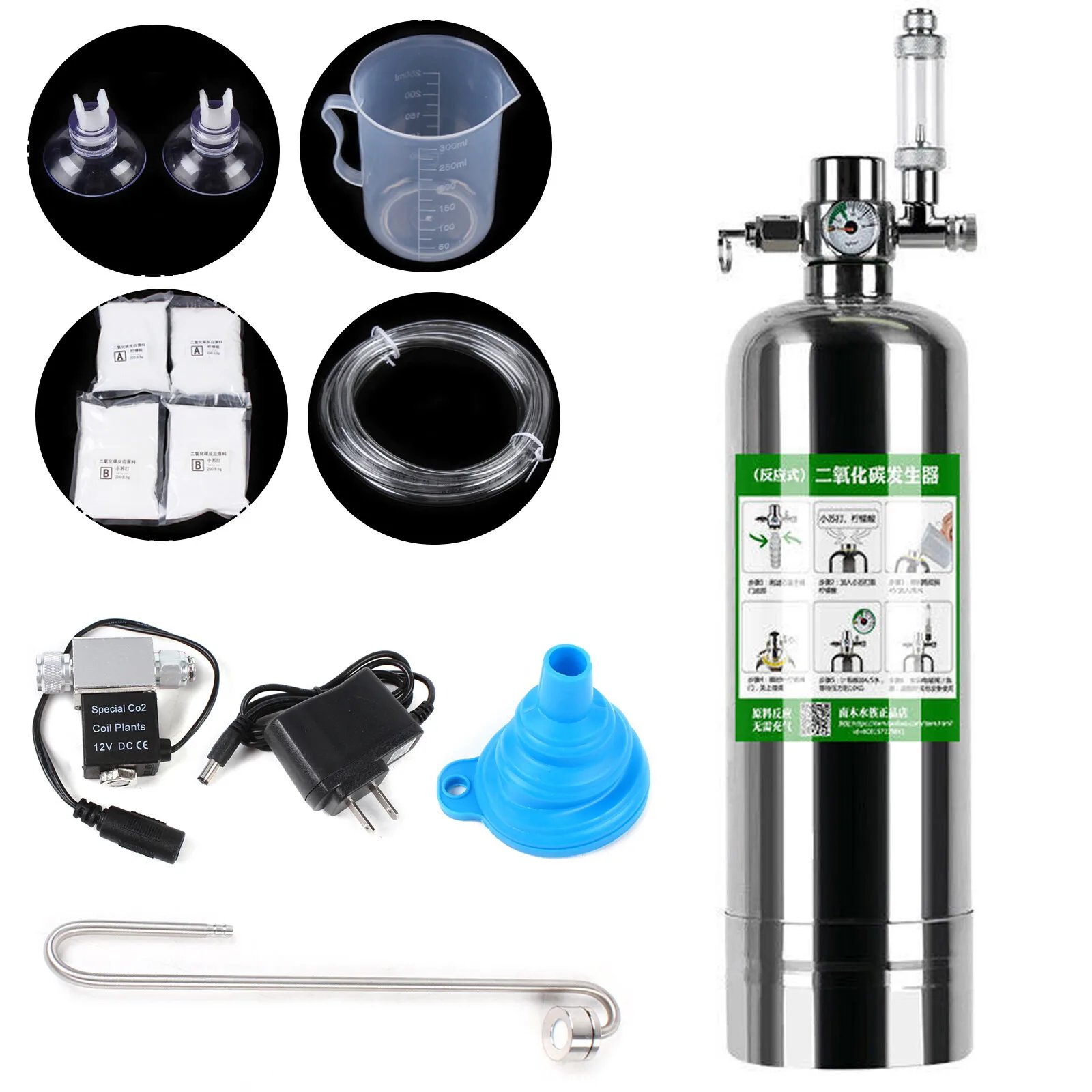 2L Co2 Generator System with Pressure Gauge for Aquarium Plant Growth and Indoor Gardening DIY