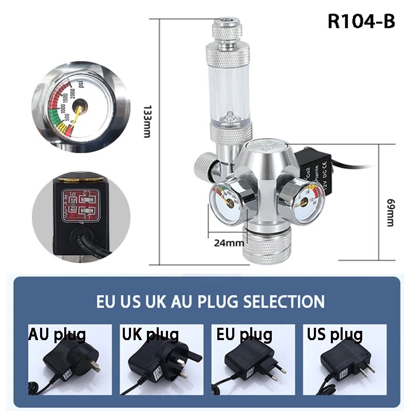 2024 DIY Aquarium CO2 Regulator Electromagnetic Valve Bubble Counter CO2 Control System Fish Tank CO2 Pressure Reducing Valve