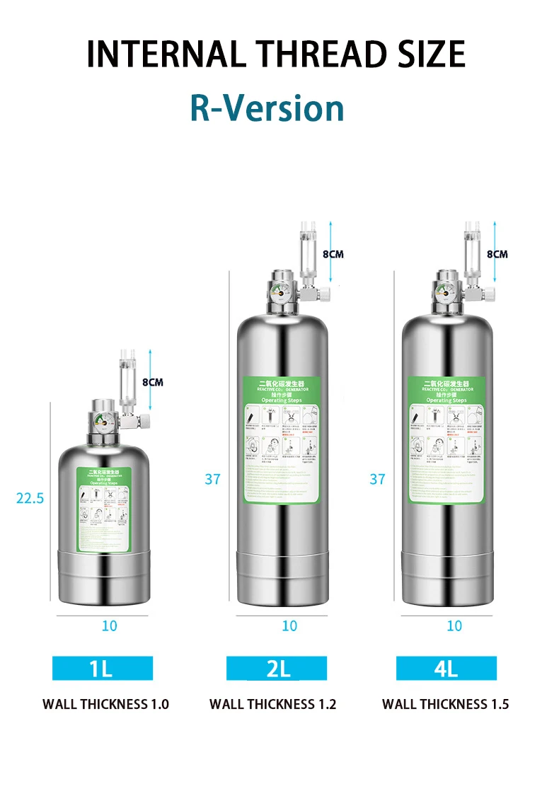 Aquarium DIY CO2 Generator system Kit Stainless Steel CO2 Cylinder Generator System Carbon Dioxide Reactor Kit For Plant Fish