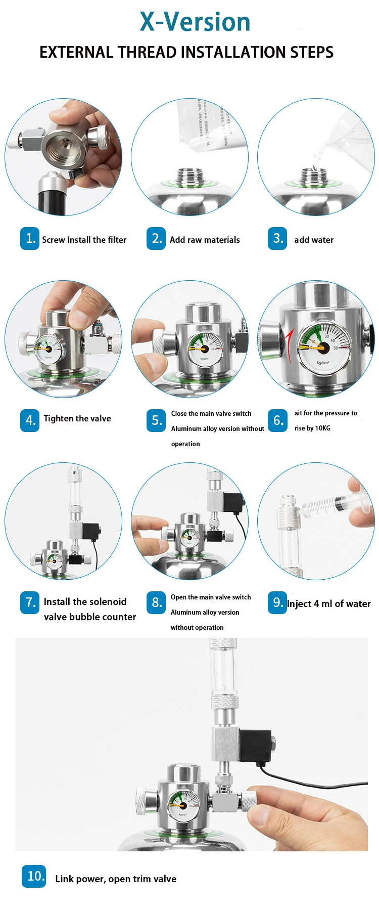 Aquarium DIY CO2 Generator system Kit Stainless Steel CO2 Cylinder Generator System Carbon Dioxide Reactor Kit For Plant Fish