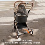 Premium Dog Stroller Detachable Carrier Luxury Pet Stroller with Aluminum Alloy Frame and Dual Brake System Outdoor Pet Cart - Image 2
