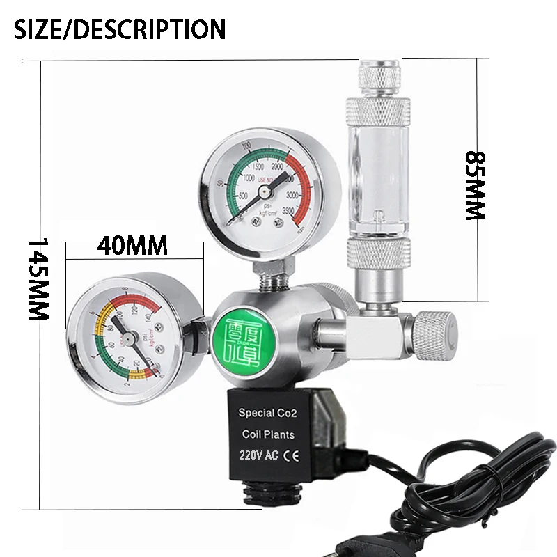 Aquarium DIY CO2 regulator Solenoid Bubble Counter CO2 control system reaction waterproof fish tank CO2 Pressure reducing valve Aquarium DIY CO2 regulator Solenoid Bubble Counter CO2 control system reaction waterproof fish tank CO2 Pressure reducing valve