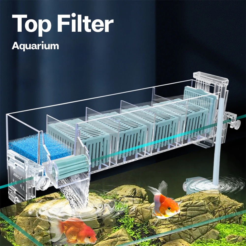 91094-x6jgqp.jpg Aquarium Wall-Mounted Waterfall Filter Roller, ,Circulating Oxygen genation,Multi-Layer Fish Tank Top Filter New - Image 1