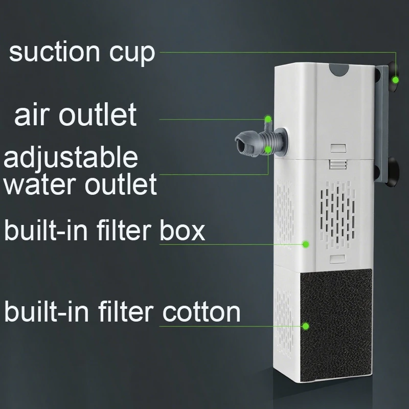 Aquarium Filter Pump Fish Tank Submersible Silent Air Oxygen Aerator Internal Water Pump Aquarium Air Pump Wave Maker 220v