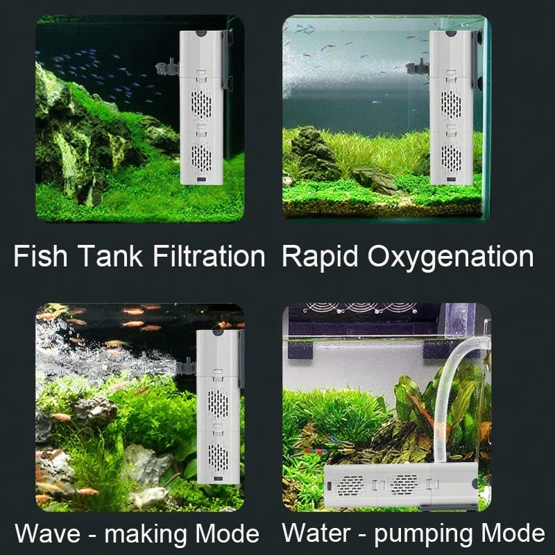 Aquarium Filter Pump Fish Tank Submersible Silent Air Oxygen Aerator Internal Water Pump Aquarium Air Pump Wave Maker 220v