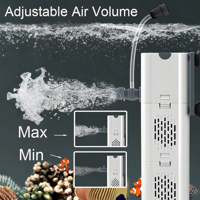 Aquarium Filter Pump Fish Tank Submersible Silent Air Oxygen Aerator Internal Water Pump Aquarium Air Pump Wave Maker 220v